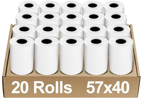 EC Rollen Thermopapier 57mm x 15m x 12mm, EC Cash Rollen Thermorollen Kassenrollen Bonrollen für Bankomat, Kredit-Kartenlesegeräte, Registrierkasse, POS, EPOS (20 Stück)