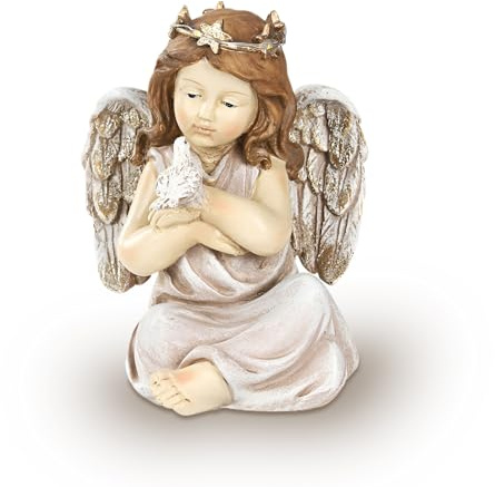 Tuzsocr Engelstatuen, Engel Figur mit LED-Beleuchtung, Harz Schutzengel Skulptur, Fairy Engel Ornament, für Mütter Tag, Thanksgiving, Geburtstag, Weihnachten, Trauergeschenk, Home Deko (Stil 4)