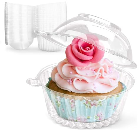 100 Pack Cupcake Boxes Containers Individual Clear Plastic Cupcake Holders Boxes Cups Cases for Home Baking Wedding Baby Shower Holiday Party Picnic 5.5 Inch