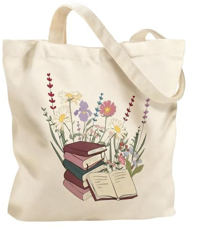 Cunegra Stofftasche für Book Lovers, Beidseitig Bedruckte Tragetasche, Leinwand Einkaufstasche Stoffbeutel Bedruckt Baumwolltasche Buchtasche für Damen, Geschenke für Buchliebhaber
