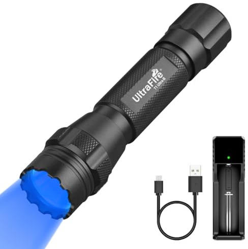UltraFire Blaues Licht Taschenlampe 450-455nm Hochreinem Blaulicht, 150 Meter Single Mode Blaue LED Lampe für Fischen, Angeln, Fluoreszierende Reflexion, Beobachtung von Korallenriffen, T1 Ultra-B
