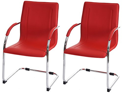 CHEFGASTRO 2er-Set Esszimmerstuhl Sammy HxBxT 93x56x56cm Sitzhöhe 47cm Stahl Rot Freischwinger Küchenstuhl Lehnstuhl Stuhl