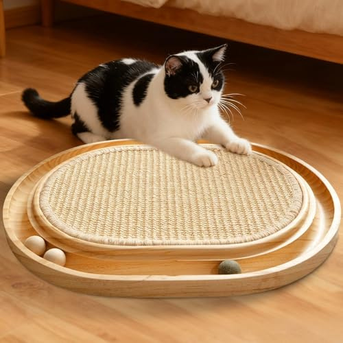 YANGUN Cat Scratching Board, Cat Scratcher, 3-IN-1 BambooCat Toy, Scratching Mat for Play and Relax, 43x33x3cm