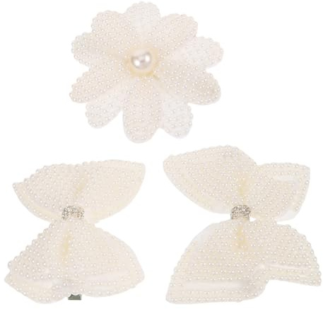 UTHCLO 3 Stück Teiliges Perlen haarclip Modische Schleifen haarklammern mit Perlenverzierung Leichte Metall duckbill spangen für Damen und Mädchen Komfortabel und Langlebig für Alltag