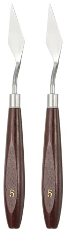 QUARKZMAN 2Pcs Couteau À Spatule Outil De Peinture 1.85 X 0.59 Rouge/Argent | Spatule En Acier Inox, Couteaux À Spatule Grattoirs Outils Avec Manche En Hêtre, Pour Mélanger Étaler Acrylique