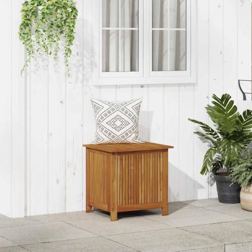 Brokky Gartenbox Massivholz Akazie Aufbewahrungsbox Wetterfest Auflagenbox Aufbewahrungsbox Garten Balkon Wintergarten Sitztruhe-60 x 50 x 58 cm