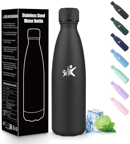 Gourde Isotherme 500ML, Acier Inoxydable 18/8, Bouteille Isotherme, Sans BPA Metal, Gourde Inox Enfant, Étanche Double Isolation,Bouteille d'eau pour Camping, Écoles, Gymnases, Sport