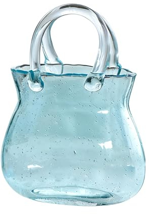 Florero De – Florero Grande con Forma De Bolso Transparente con Asa, Elegante Centro De Mesa Decorativo De para Decoración De Mesa De Boda, Sala De Estar, Dormitorio, Oficina | Uso En