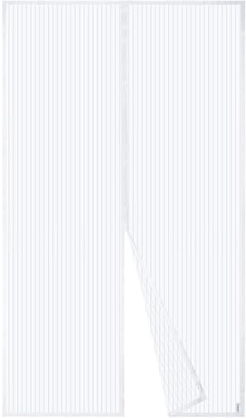 Euroblu Zanzariera per Porte con Chiusura Magnetica, Poliestere, Bianca, con Velcro (140x240)