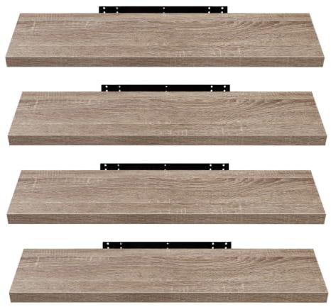 EUGAD Wandregal Wandboard Buchregal, Helles Kaffeebraunes 100cm, MDF 4er | Geeignet für die Montage in Wohn-, Schlaf- und Badezimmern, Fluren sowie Küchen