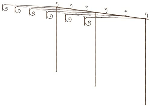vidaXL Garten-Pergola Laube Gartenpergola Anlehn Pergola Markise Terrassenüberdachung Überdachung Rankhilfe Schmiedeeisen Antik-Braun 6x3x2,5m Eisen