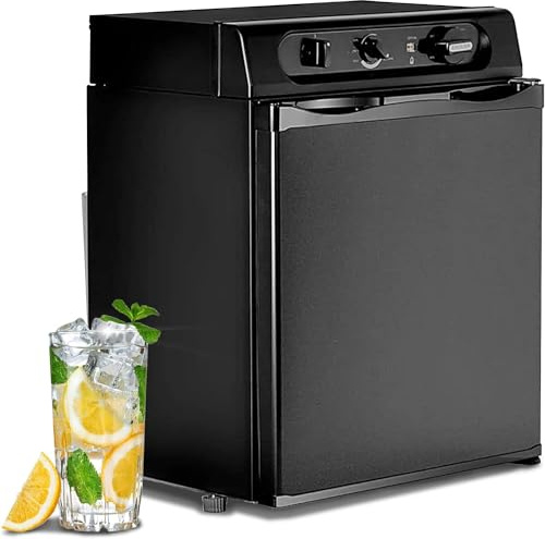 Smad 3 Way Fridge for Camping 40L, Gas Fridge for Campervan, Caravan, Off-grid, Silent, 0-10°C, 12V/240V/Gas, 0dB Quiet, Black