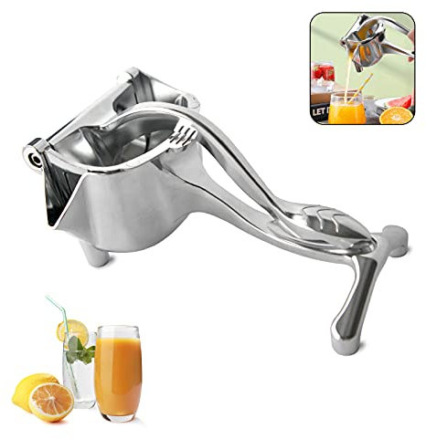 Lemon Squeezer Manual - Heavy Duty Metal - Aluminum Alloy - Single Press Hand - Robust Design - Anti corrosion,Lime Citrus fresh Fruit Orange Apple Juicers cocktail,Easy to Clean,Silver