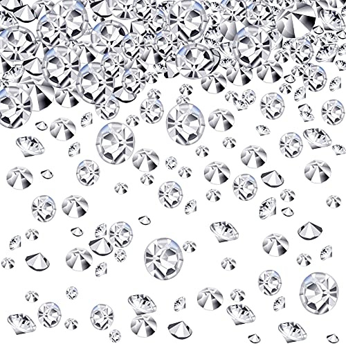 HICARER 4000 Stücke Tisch Konfetti 3 Größen Hochzeit Kristalle Acryl Diamanten Strass Vase Füllstoffe für Geburtstag Baby Shower Party Tische (Silber)