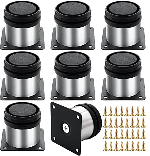 KangBaz 8 Stück/5cm Verstellbare Möbelfüße, Silberne Schrankfüße aus Edelstahl, Runde Möbelfüße für Sofas, Couchtische, Schränke, Betten