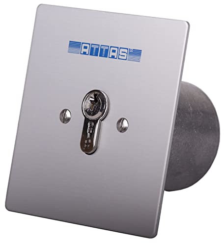 Interrupteur à clé encastré - 40-70 mm - Demi-cylindre profilé - 3 clés - Plaque avant - Porte de garage - 1 à 2 éléments de commutation (2 éléments de commutation - Profondeur d'encastrement 70 mm)