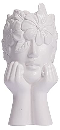 DCQRY Weiße Keramik-Gesichtsvase weibliche Form Kopf Halbkörper Büste Vasen kreative Blumenvasen nordischer Stil Blumenvase Schreibtischdekoration Geschenke für Frauen Zuhause Tischmitte Dekoration