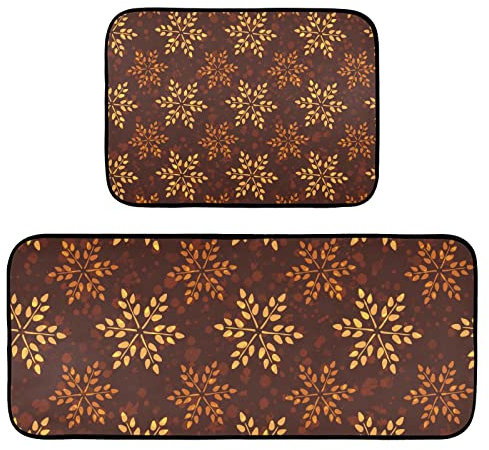 2-teiliges Küchenteppich-Set, Weihnachts-Schneeflocken-Vintage-Küchenmatte, rutschfest, waschbar, Flurläufer, Dekoration für Küche, Bodenmatte