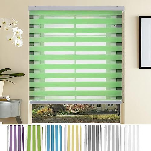 Lamellenvorhang Jalousie Jalousette 105 x 300 cm Doppelter Stoff, durchscheinend Fenstervorhänge, Verdunkelungsvorhänge Inkl. Aller Montage-Teile für Schlafzimmer, Grün