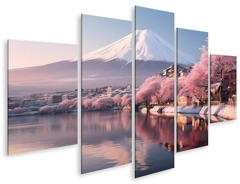 islandburner Image sur toile Belles fleurs de cerisier Fuji Montagne Japon Printemps Saison Beau mont Fuji Cerise Photos murales Affiches