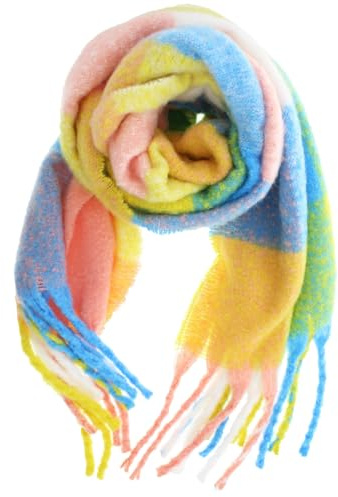 Zac's Alter Ego Warm Thick Fluffy Multi Coloured Chequered Blanket Winter Scarf with Tassels