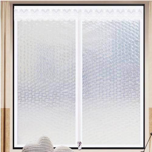Kit de Aislamiento de Ventana Invierno Selladas Película Aislante para Ventanas Cortina Película Aislante Térmico para Ventanas,Kit Aislante Ventana,con Cremallera (60x90cm)