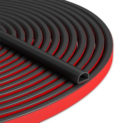 Bantie 20FT Weather Stripping Door Seal - Self Adhesive Weather Insulation Strip Weatherstripping Silicone D Shaped Seal Strip Door Frame Gap Filler/Window Soundproofing