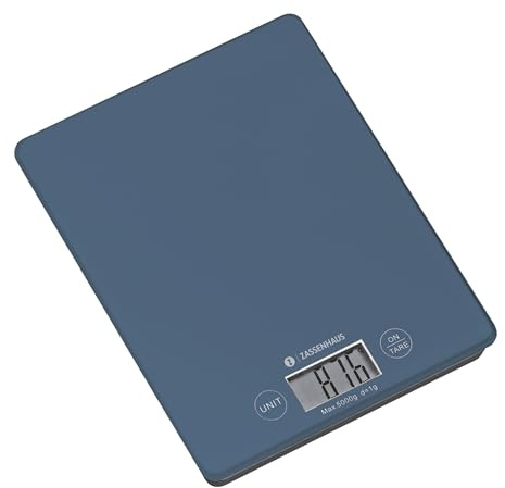 ZASSENHAUS Küchenwaage digital BALANCE | Digitalwaage mit max. 5kg in 1g Schritten | Hochwertige Haushaltswaage mit 2 Batterien inkl. | 16,5 × 21,5 × 2 cm | Deep sea