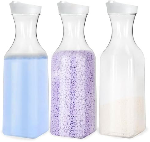 MeYuxg Laundry Detergent Storage,Waschmittel Aufbewahrung, Weichspüler, 3 Stück 1.5L Waschpulver Behälter Vorratsdosen Mehl Pasta Vorratsglas für Reis Süßigkeiten Schokolade Weichspüler Aufbewahrung