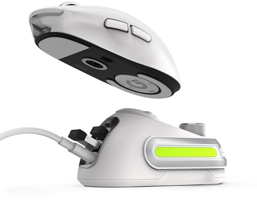 Fanxoo G-Power Ladestation für Logitech G502 G502X Plus G903 G703 G Pro Wireless 1Gen 2Gen 3Gen Kabellose Maus mit RGB-Licht und Computer-Lautstärkeregler (Ohne Maus)(White)