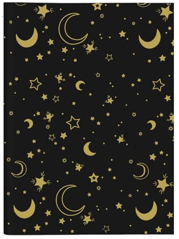 Jwssor Seidenpapier mit Sternmondmotiv, Schwarz, Gold, 50,8 x 35,6 cm, schwarzer Stern für Weihnachten, Hochzeit, Geburtstag, Basteln, 20 Blatt