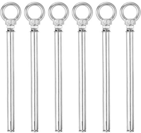 sourcing map Ring-Verlängerungsschraube, 6 Stück, M6 x 150 mm, 304 Edelstahl, Dehnschraube mit Ösenring für Beton, Ziegelwand, Tellerschrauben, Bolzenanker, Federbolzen