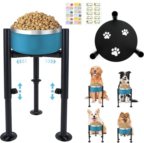 QUMENEY 1PC Elevated Dog Bowl Stand 4 Adjustable Height 6-10Wide Bowls Single Raised Dogs Bowls Holder Dog Food Water Feeder Pet Feeding Stand (H:20-35cm, W: 15-25cm,Claw Pattern)