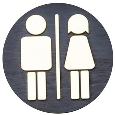 Toilettenschild aus Holz, Badezimmertürschild, -Schilder, Badezimmertürschilder, runde Wanddekoration, Badezimmertürschilder aus Holz