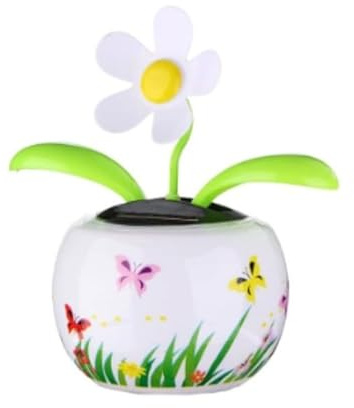Solar Dancing Solar Powered Dancing White Flower in Colorful Shape Flip Flap Animated Bobblehead Dancer Window Sun Catcher Car Dashboard Decor Solar Power Kits，Learning and Education