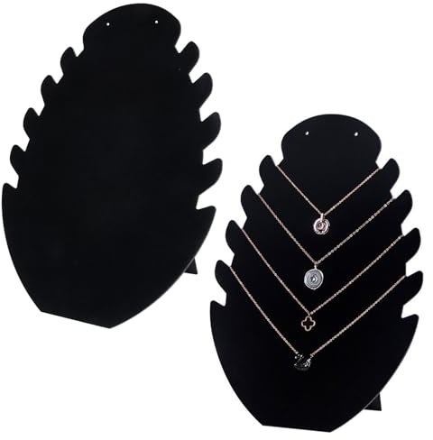 Rairsky Lot de 2 Presentoir Collier avec 5 Encoches, Porte Présentoir Bijoux, Support de Présentation pour Collier, Pendentif