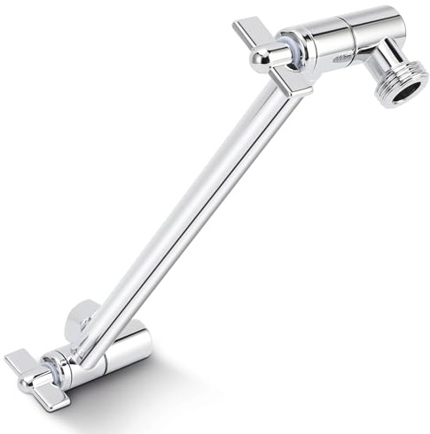 Gugxiom Duschhuvud förlängningsarm, 25,4 cm justerbar lång duscharm (silver)