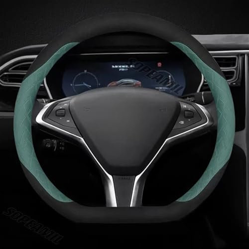 Cubierta Volante Funda de Volante de Gamuza de Cuero de Microfibra Antideslizante para el Modelo 3, el Modelo Y, el Modelo S, el Modelo X y el Roadster 2019 2020 2021 Accesorios Funda Volante