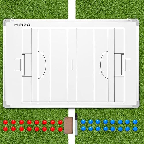 FORZA 90cm x 60cm Sport Coaching Board | 13 Sport Options | Double-Sided Dry Wipe Tactics Board – Includes Magnets, Pen & Eraser