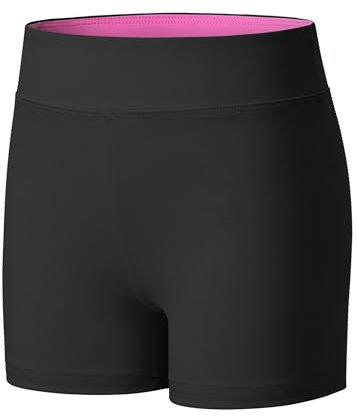 KEREDA Girls Cycling Shorts Black Stretchy Dance PE Short Breathable Under Dress for Kids School Athletic Gymnastics Yoga Bike Riding 10-12 Years