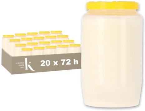 KRISTEN Bougie commémorative artisanale brûleur 3 jours - 72 heures de combustion - Blanc - Lot de 20 pièces - Pack économique - Bougie funéraire