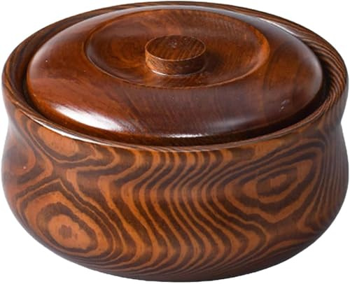 MNBVH Tazón De Madera con Tapas Decoración del Hogar Tazón De Ramen De Madera para Sopa Cereal para El Almacenamiento De Cereales para Ensalada(Size:23cmx7.5cm)