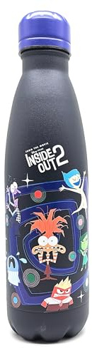 Seven Borraccia Termica in Acciao Inox, INSIDE OUT 2, 0,5 L, Borraccia Scuola Elementare, Sport e Tempo Libero (Nera)