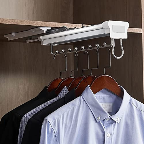 Kleiderbügelstange, Kleiderstange, ausziehbare Kleiderstange mit Dämpfer, ausziehbare Kleiderstange für Hosen, Mäntel, Kleiderschrank, Hosenbügel, Kleiderschrank-Organizer, Traglast 30 kg (456 mm)