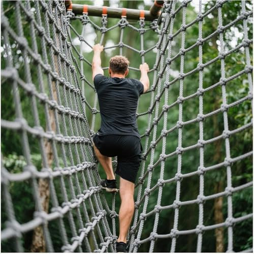 KDSD8FFF 100 X 300cm Kletternetz Für Kinder Im Freien | Klettergerüst Netz Und Strickleiter – Spielplatznetz-Set Für Den Außenbereich Für Baumhaus, Schaukeln Und Hindernisparcours