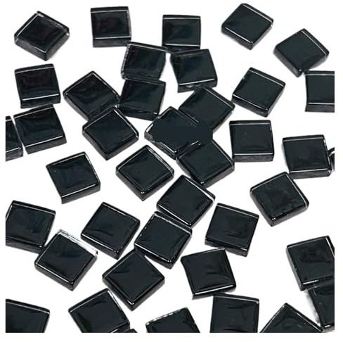 Glasmosaikfliesen， DIY Keramik Mosaik Glas 50 Stück Fliesen Handgefertigter Spiegel Dekorative Keramikfliesen Wandtechnik Farbiges Kristall-Dekorationsmaterial(Black)