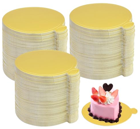 150 Pièces Mousse Supports Rond en Carton, 9cm Antidérapant Planche à Gâteau à la Mousse, Mini Plaques à Gâteaux Rondes Dorées, pour Base de Gâteau, Convient pour Mariage, Anniversaire, Dessert