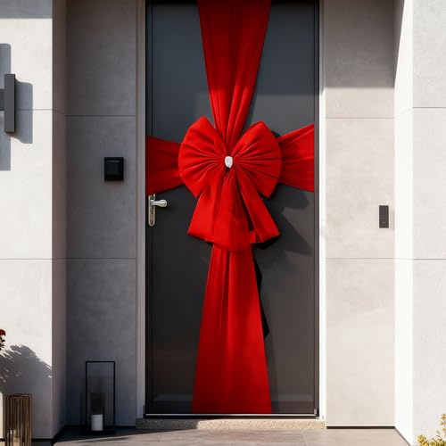 yayafunfun Large Christmas Bow for Front Door Red, Christmas Door Bow with Diamante, Kit Large Outdoor Xmas Decorations, Giant Bows for Wedding Xmas Party Front Porch Decoration