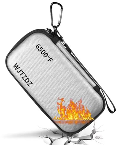 6500°F Hard Fire-Resistant Power Bank Case,Waterproof Electronic Organizer Travel Bag,Shockproof EVA Carrying Case for Cell Phones/Earbuds,Travel Gadgets for Cables,SD Memory Card,Camera Chips
