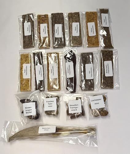 Hunde Snackbox 17 Sorten -Exotische Fleischsnacks wie Känguru, Wildschwein, Hirsch, REH, Ziege UVM.